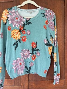 Daniel Rainn Light Teal Floral Knit Top